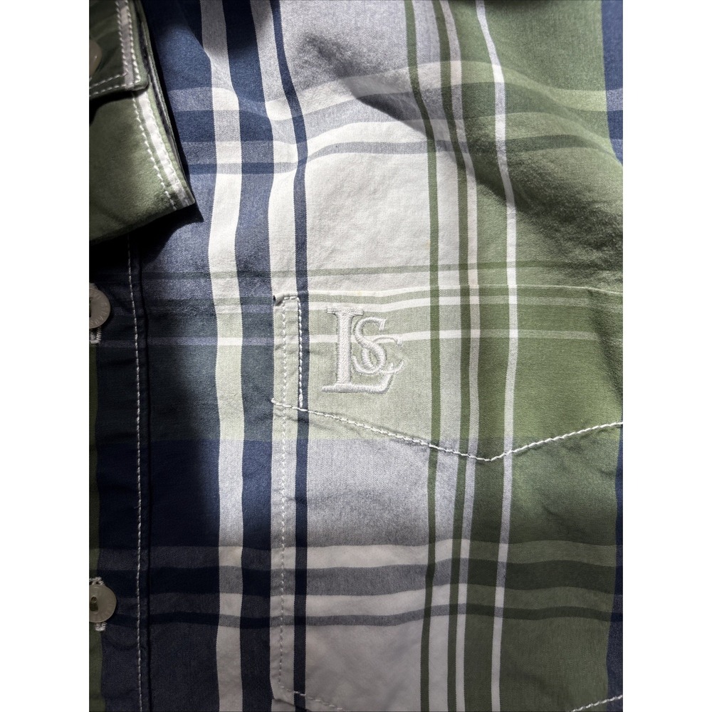Levi's short sleeve blue/green plaid button up shirt / Small - Picture 5 of 6